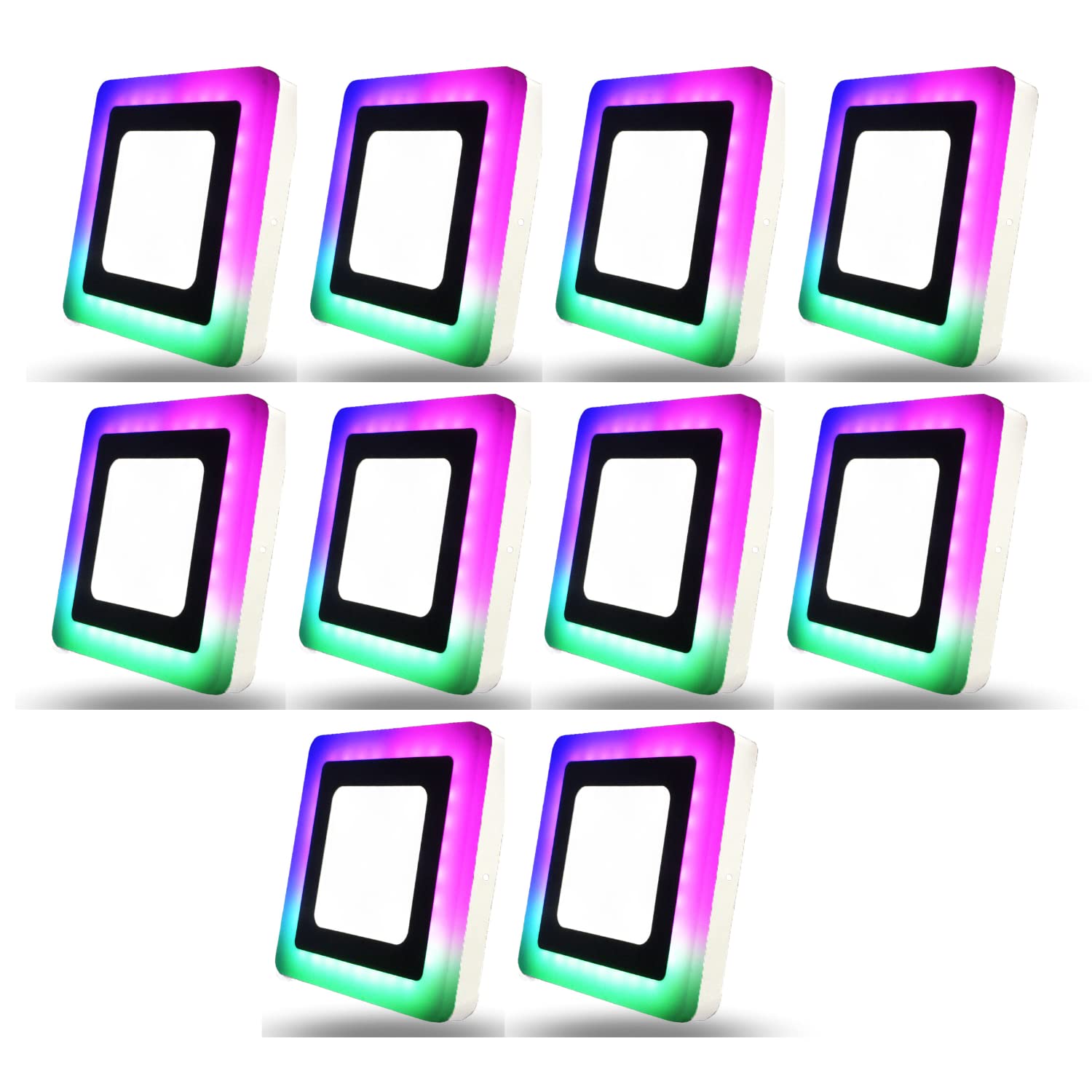 D'Mak 16 Watt (12+4) Square Double Colour LED Surface Panel Light Side 3D Effect Light (White & PGB, Pack of 10)-image-48