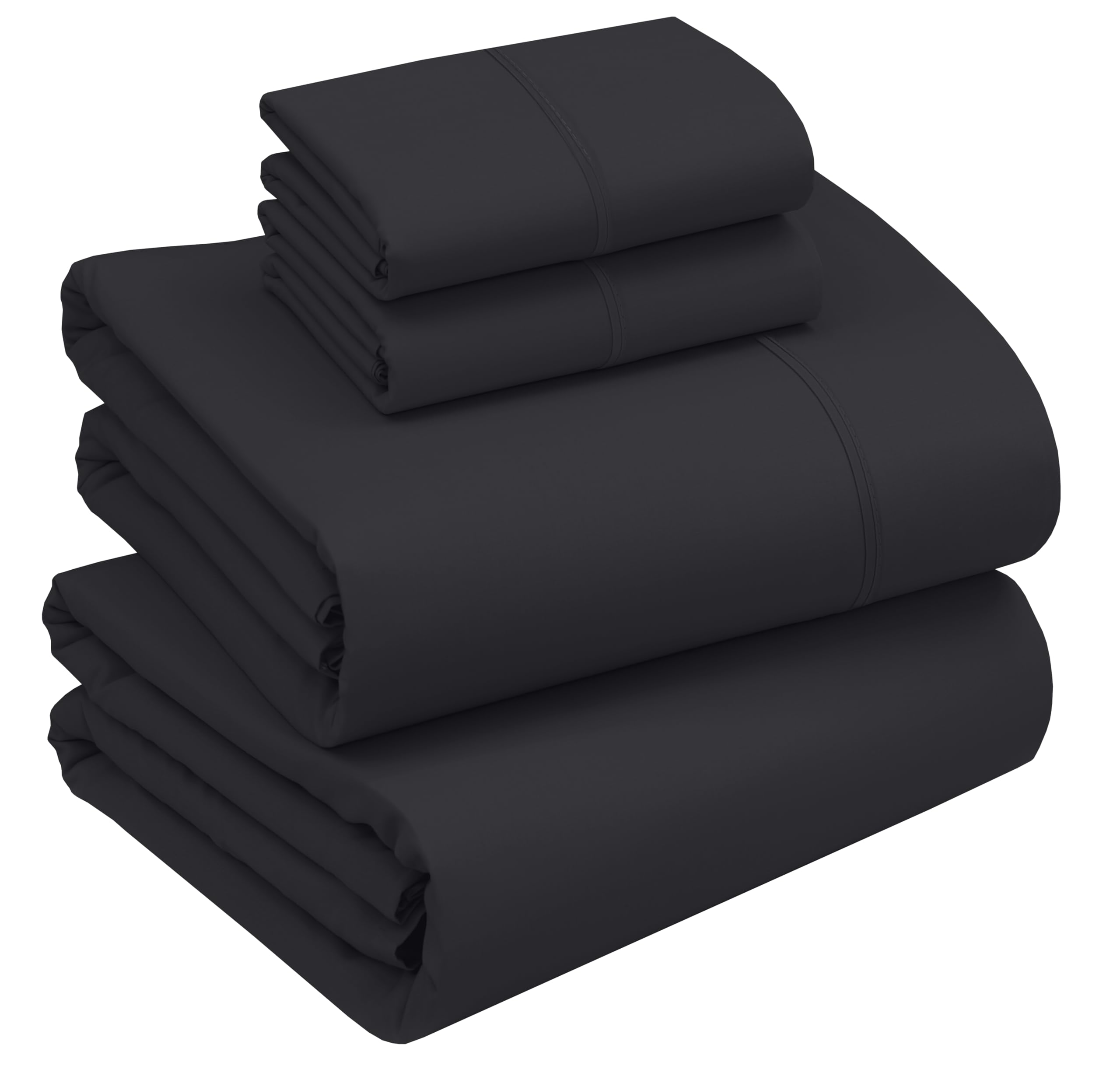 RUVANTI 100% Cotton Sheets – California King Percale Bedding, Cooling & Breathable, Durable with a Crisp, Soft & Comfortable Feel, 14" Deep Pocket, 4-Piece Set, Jet Black