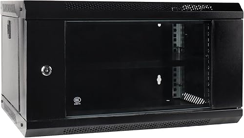 Gabinete de servidor de montaje en pared 6U Gabinete de servidor de red de TI Puerta de bloqueo Negro, no requiere montaje
