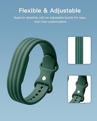 シリコンバンド 2個パック Google Fitbit Airスクリーンレスアクティビティトラッカー対応 ソフトな穴あき交換用ストラップ 防水リストバンド 調節可能なフィットネストラッカーバンド