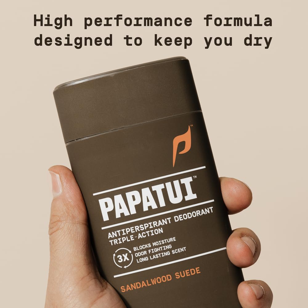 PAPATUI by Dwayne Johnson Triple Action Antiperspirant for Men | Sweat Control, Odor Neutralizer & Skin Nourishing | Sandalwood Suede | 2.6 oz