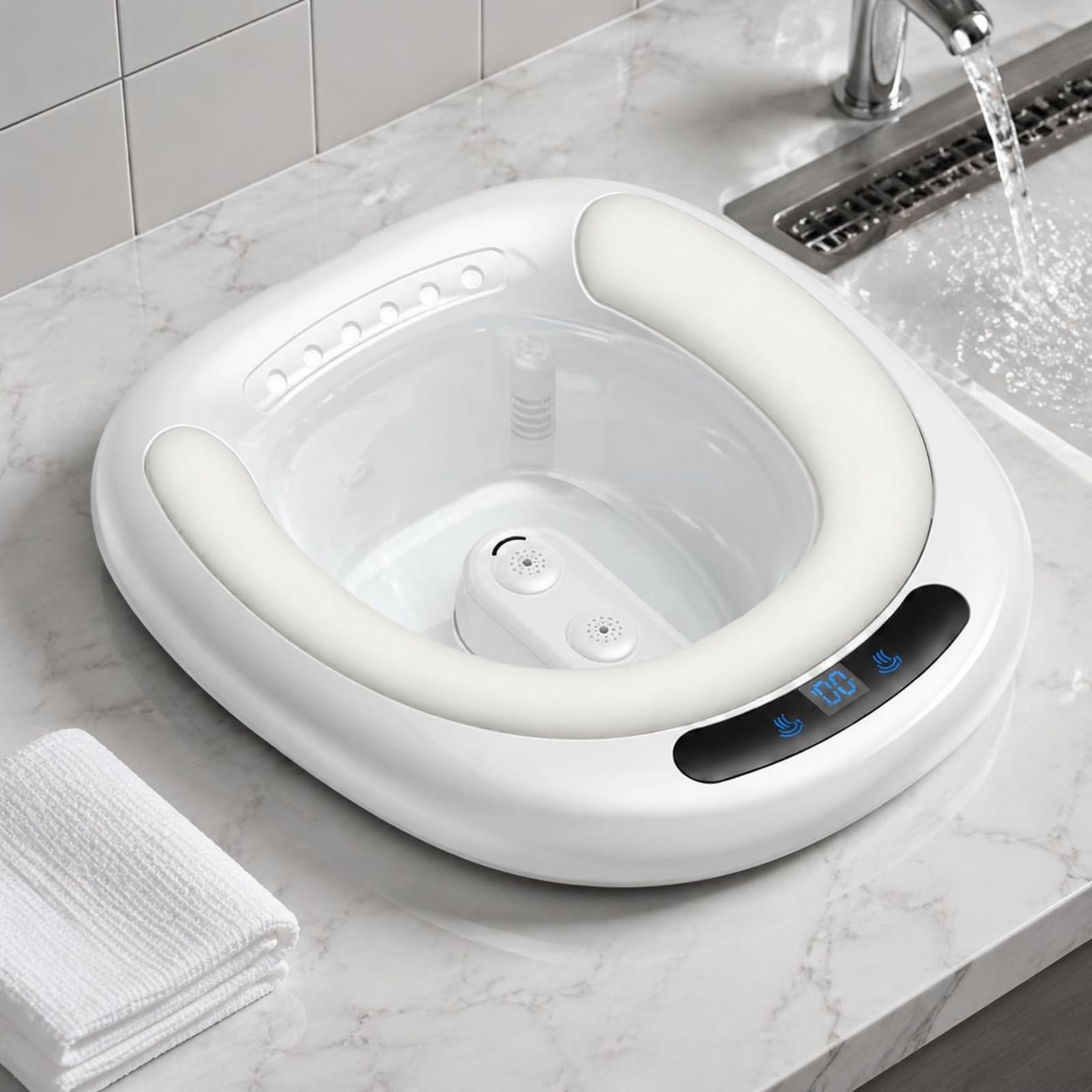 Donna Elettrico per Seduta con Spruzzo Automatico Bacinella per Igiene Intima Lavaggio Detersione Materiale PP PVC Controllo Facile Adatto a Casa, Cammello Caldo, PVC