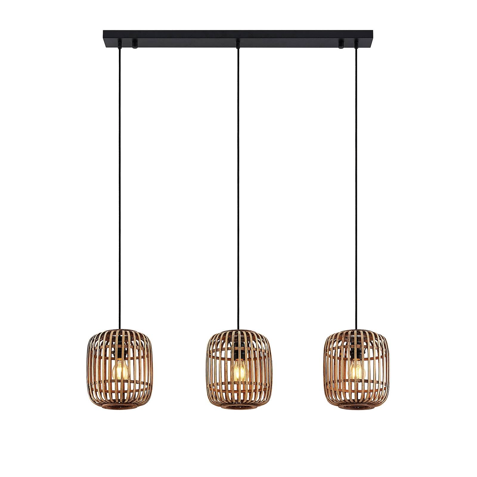 Lindby Hanging Light Canyana, Natural, 3-Bulb, Rattan, 105 Cm