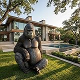 AFD Home Lifesize African Silverback Gorilla Wildlife Display Prop Animal Statue