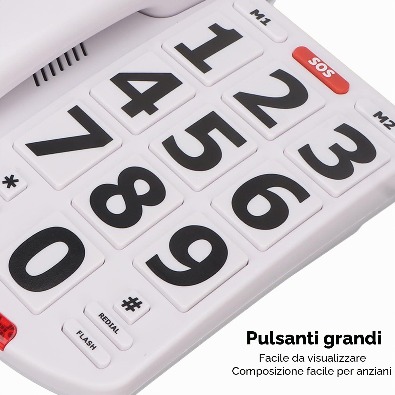 Telefono con Pulsanti Grandi per anziano, Semplice Telefono Fisso con Filo Classico Volume Regolabile
