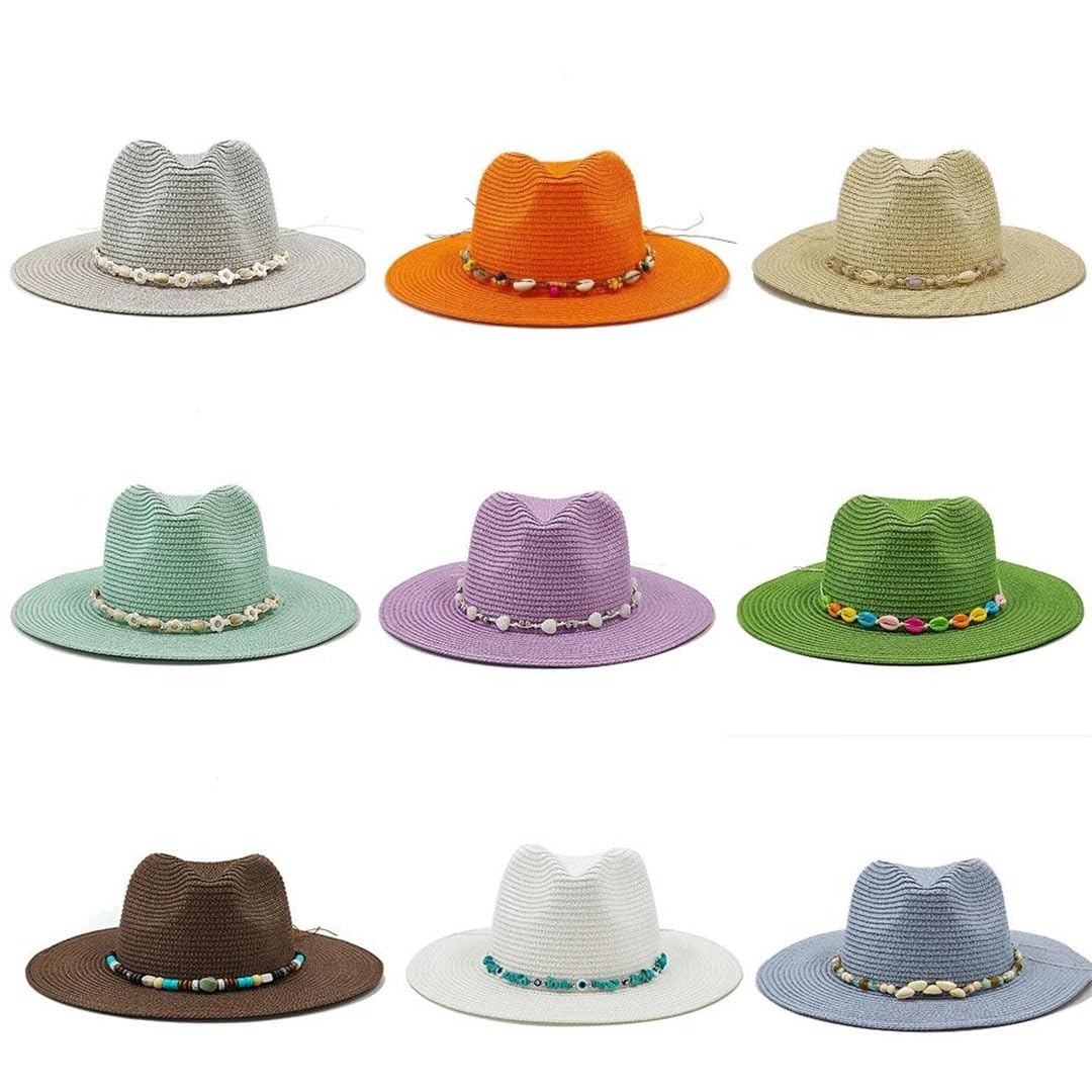 Cappello da Sole Classico da Uomo e da Donna, da Viaggio, Estivo, in Paglia, Stile Jazz (08 6 3/4)
