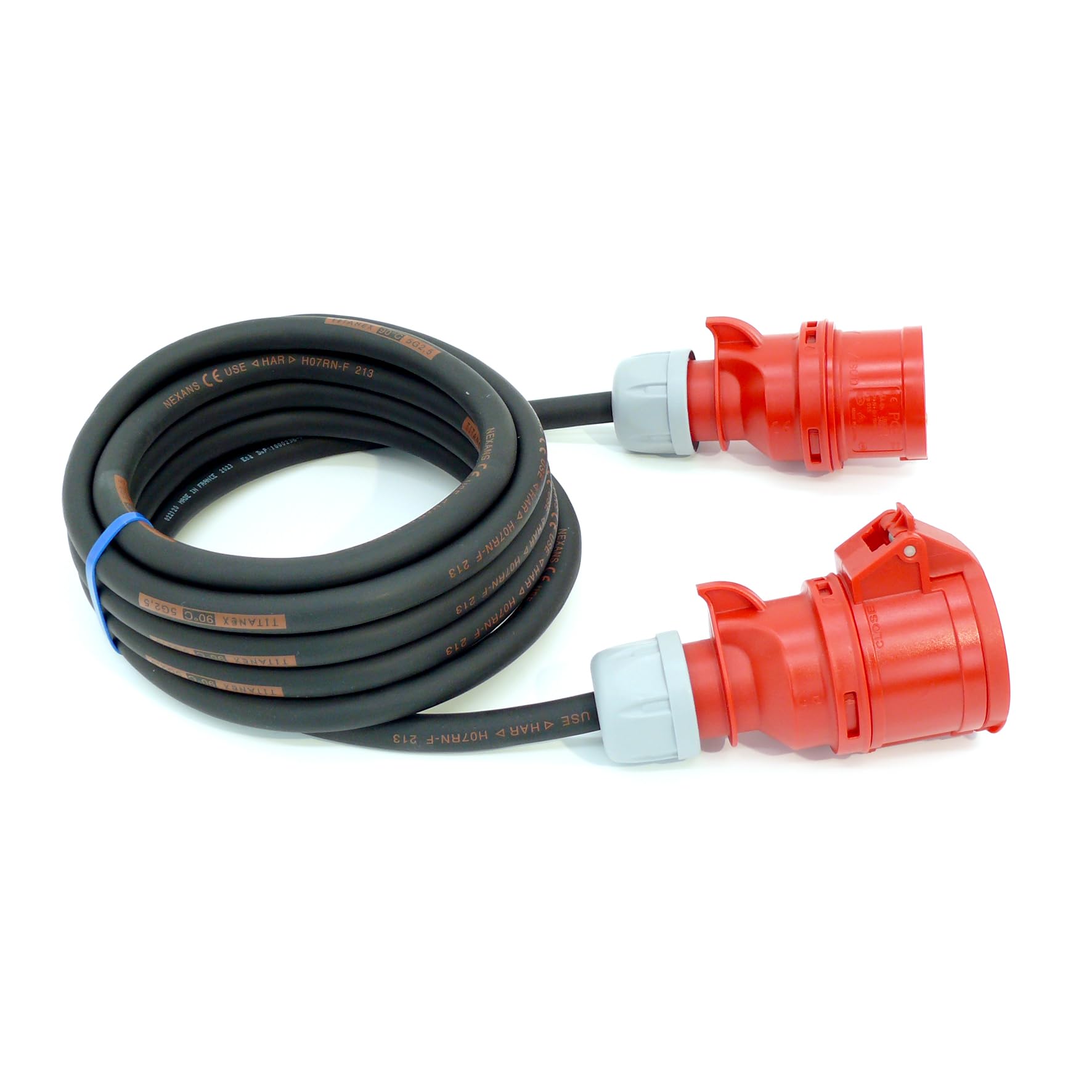 CEE Starkstromkabel (1,5m-50m) 16A Verlängerungskabel Titanex H07RN-F 5x2,5mm² mit PCE Shark Stecker und Kupplung, Business-Line von Event-Kabel (20 Meter)