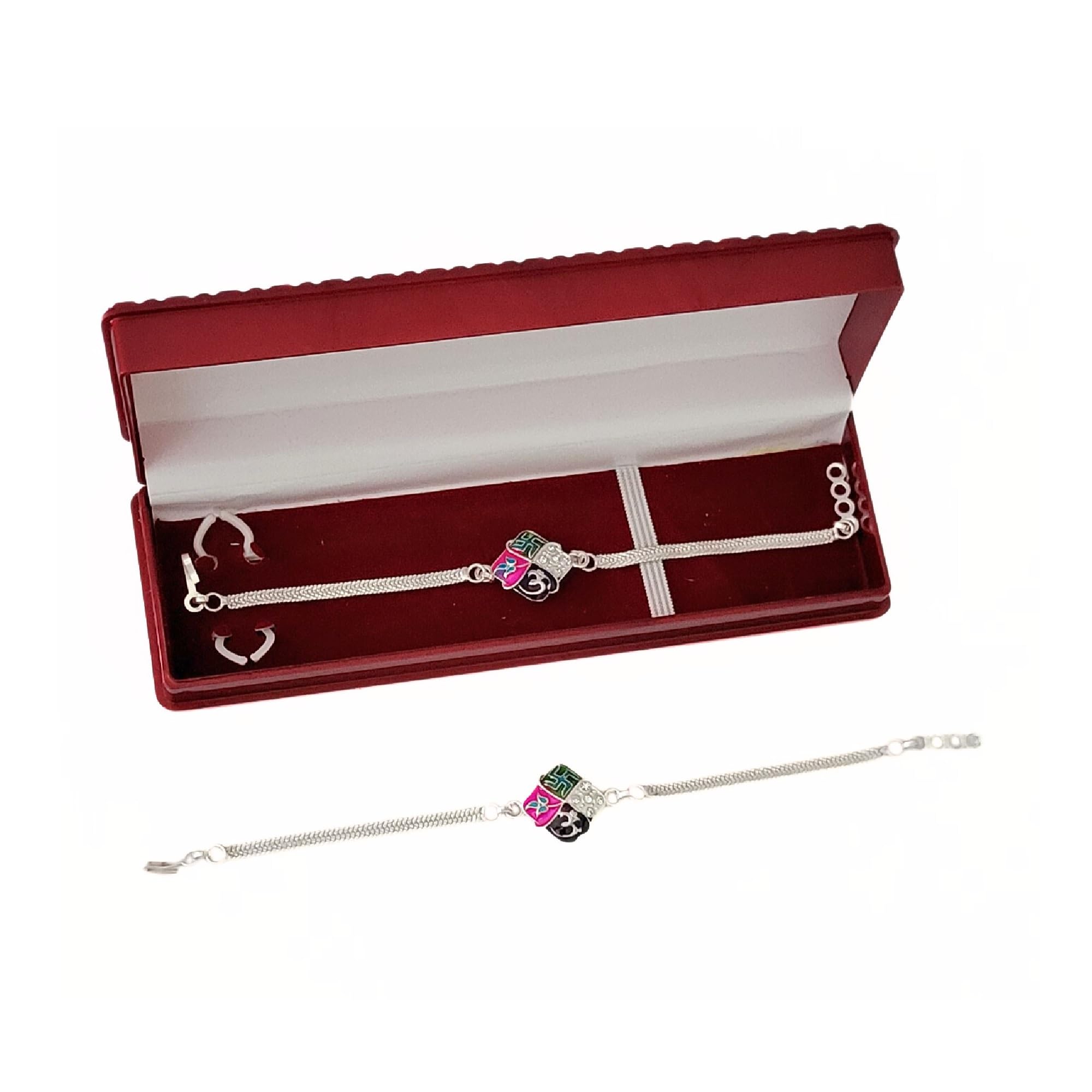 RELBEES exclusive Rakhi for brother,silver bracelet rakhi,Rakhi,Rakhi for kids,Rakhi for brother and bhabhi with velvet gift box,roli,chawal for brother,bhaiya,men,boys (Bohemian)(1060) OM SWASTIK (B0CDPJBCGQ) Amazon Price History, Amazon Price Tracker