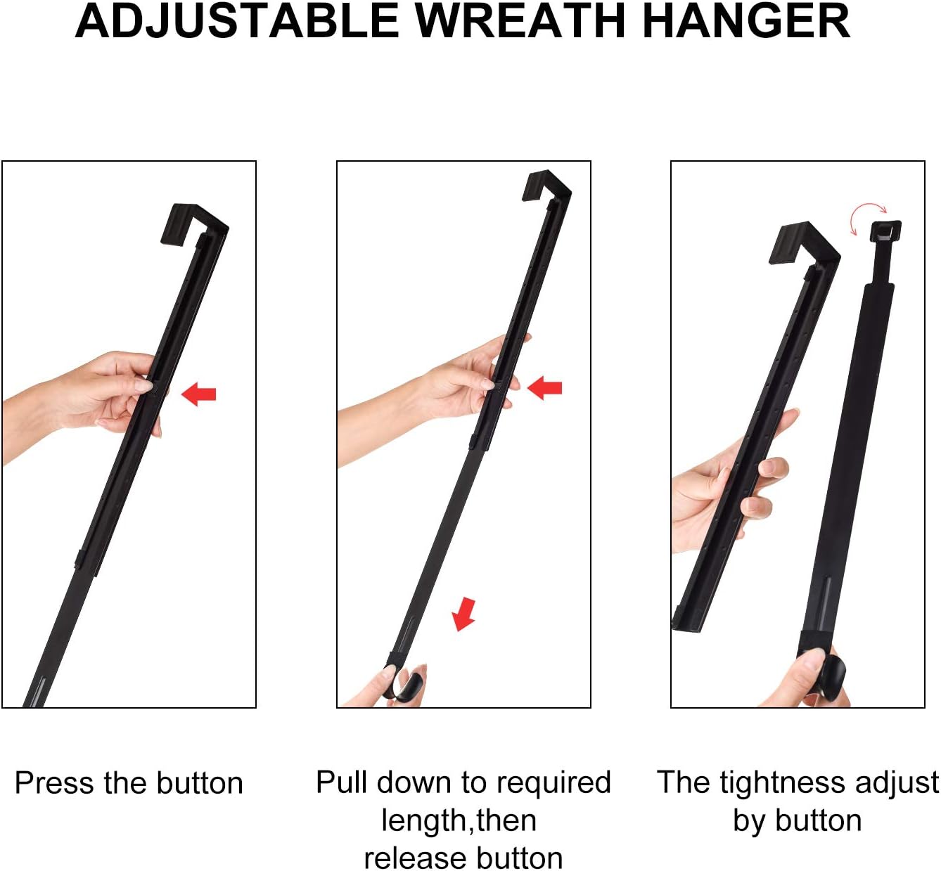 Lvydec Adjustable Wreath Hanger - Over Door Wreath Hanger for Front Door, 15.3"-25.5" Adjustable Length Door Hanger for Large Wreath : Home & Kitchen