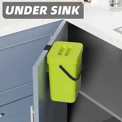 Miniatura 2 de Bote de basura con tapa para cocina, contenedor de compost sellado debajo del fregadero, contenedor de basura de pie para encimera de interior, cubo