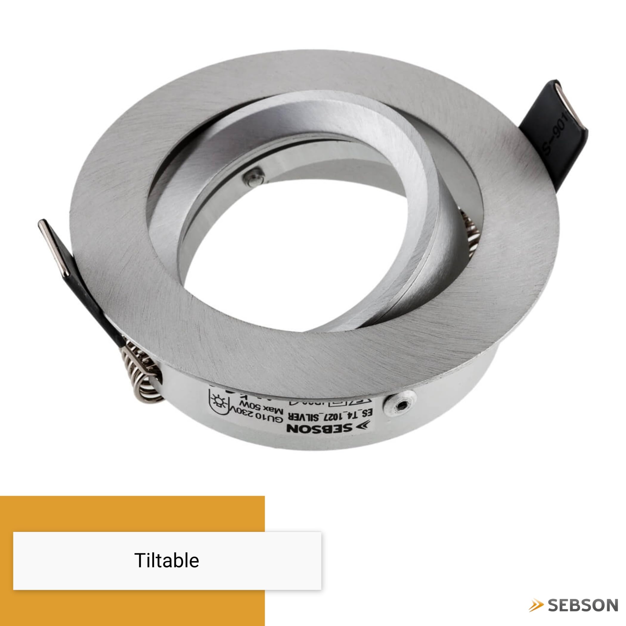 SEBSON Obudowa do reflektorów do zabudowy okrągła wychylna 6 sztuk, szczotkowane aluminium, rama montażowa średnica otworu 75 mm, sufit spot z oprawą GU10 do LED/halogenów
