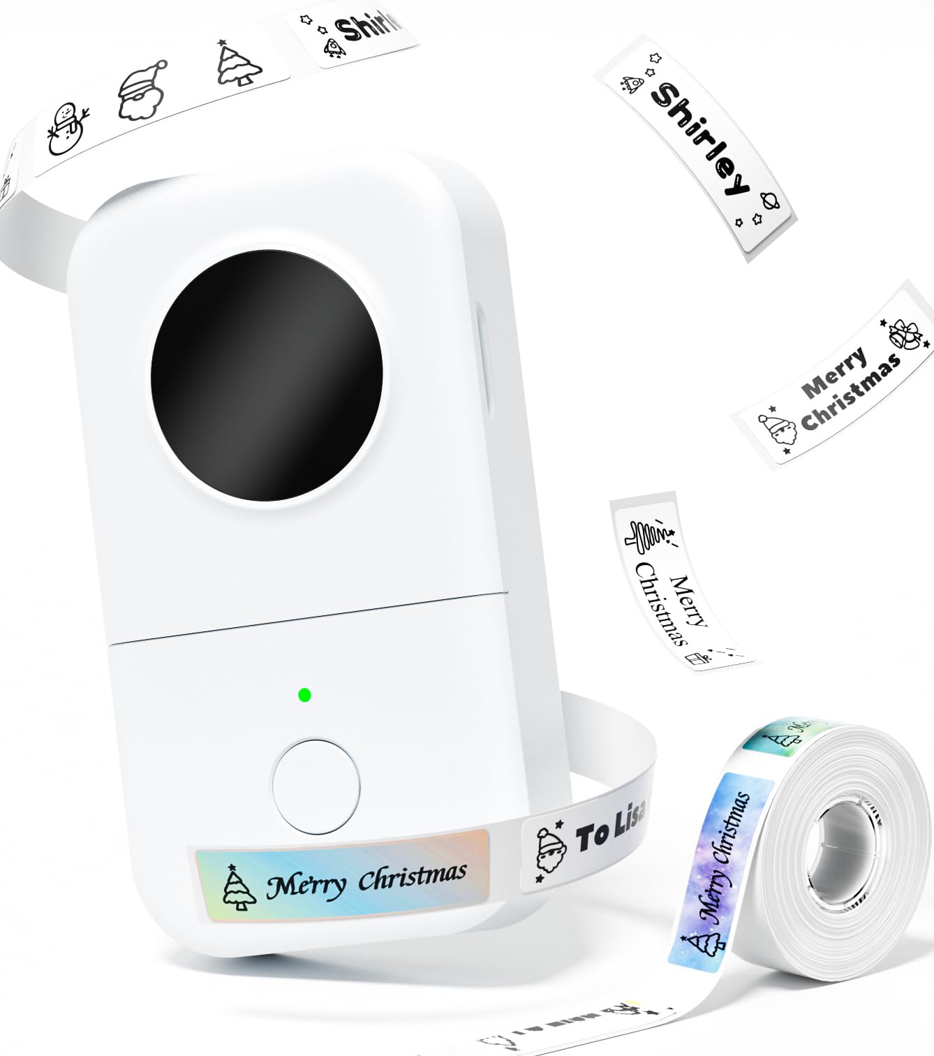 Phomemo D30 Label Maker Machine with 1 Roll Label, Portable Label Maker Handheld Thermal Label Printer for School Office Home Organization, Compatible With Android & iOS - WhiteCarbonfree CertifiedClimeCo Certified