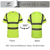 Vista 2 de Camisa de alta visibilidad Hi Vis Clase 3 para hombres, camisas de seguridad con tiras reflectantes y bolsillo, transpirable, malla de trabajo