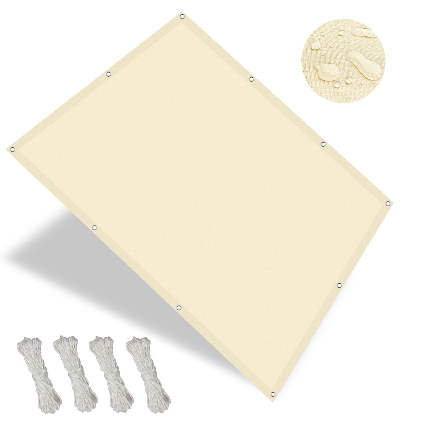 Filet d'ombrage anti-UV, voile de protection solaire crème pour terrasse fraîche