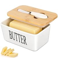 VINATO Burriera in Ceramica con Coperchio,Scatola Portaburro per Conservazione per 250 g,Portaburro da Frigo,Porta Burro in Ceramica