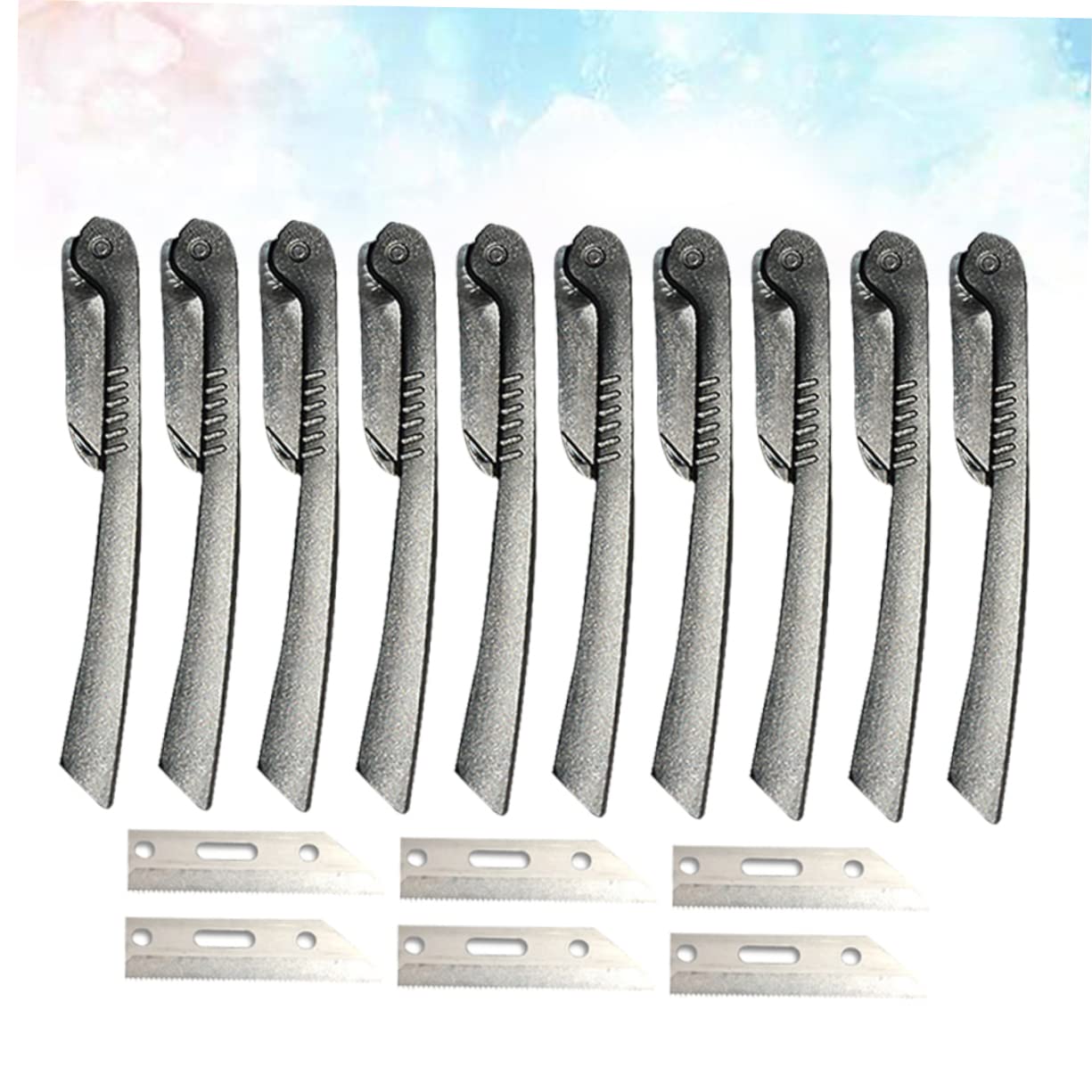 FOMIYES 1 Set Portable Stainless Steel Eyebrow Razor Kit with Replaceable Blades Foldable Eyebrow Trimmer Travel Friendly Makeup