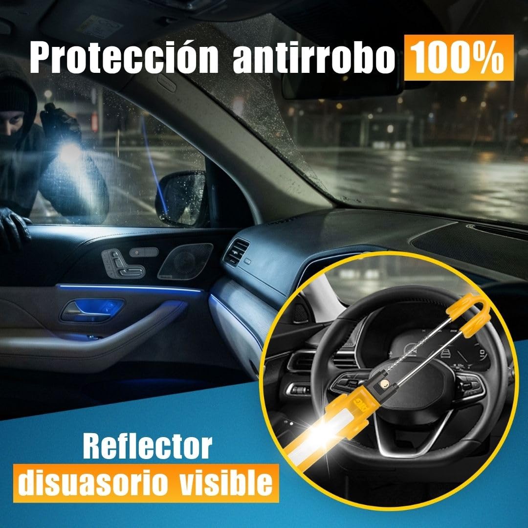 ATG Bloqueo Volante Coche – Antirrobo Coche, Antirrobo Volante & Barra Antirrobo para Auto, SUV, Van, Furgoneta y Autocaravana – Acero Endurecido, Protección Antitaladro