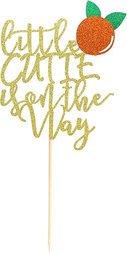 Miniatura 7 de Little Cutie Is On the Way - Decoración para tartas con decoración de pastel naranja para decoración de cítricos para baby shower, suministros de