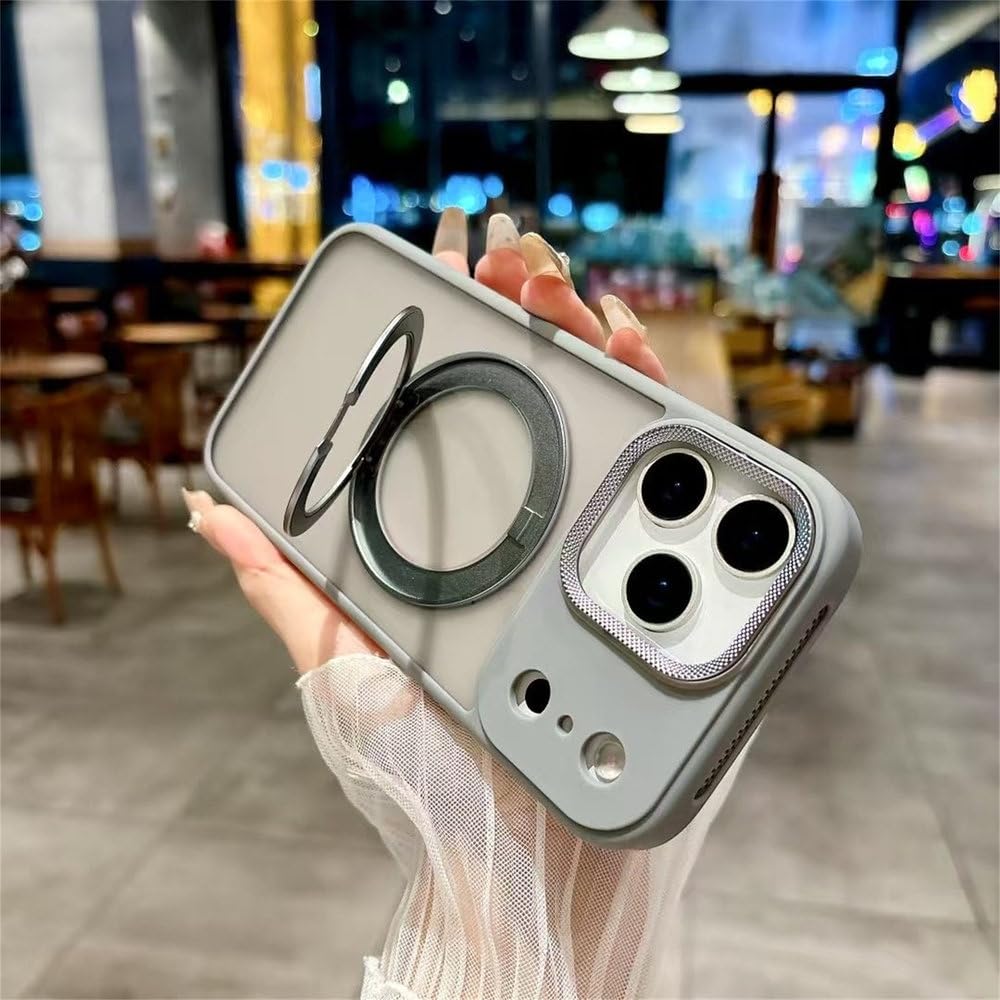 Magnetischer Ringhalter mit Matter Oberfläche für iPhone 17, 16, 15, 14, 13, 12 Pro Max, 17 Air, 16, 15, 14 Plus, kabelloses Laden, stoßfeste Hülle, Lila, für iPhone 14 Pro