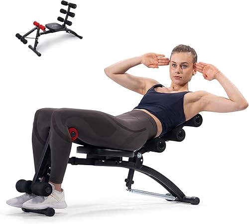 MERACH Máquina de Abdominales, Entrenador de Abdominales Ajustable Multifuncional, Banco de Entrenamiento de Abdominales para Gimnasio en Casa,