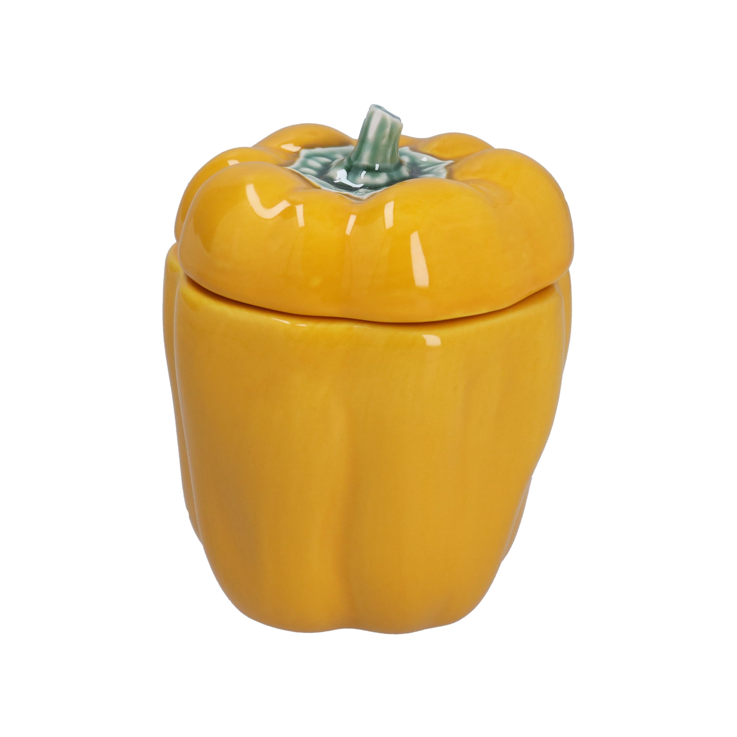 Gisela Graham Yellow Pepper Shaped Stoneware Pot with Lid, 15cm