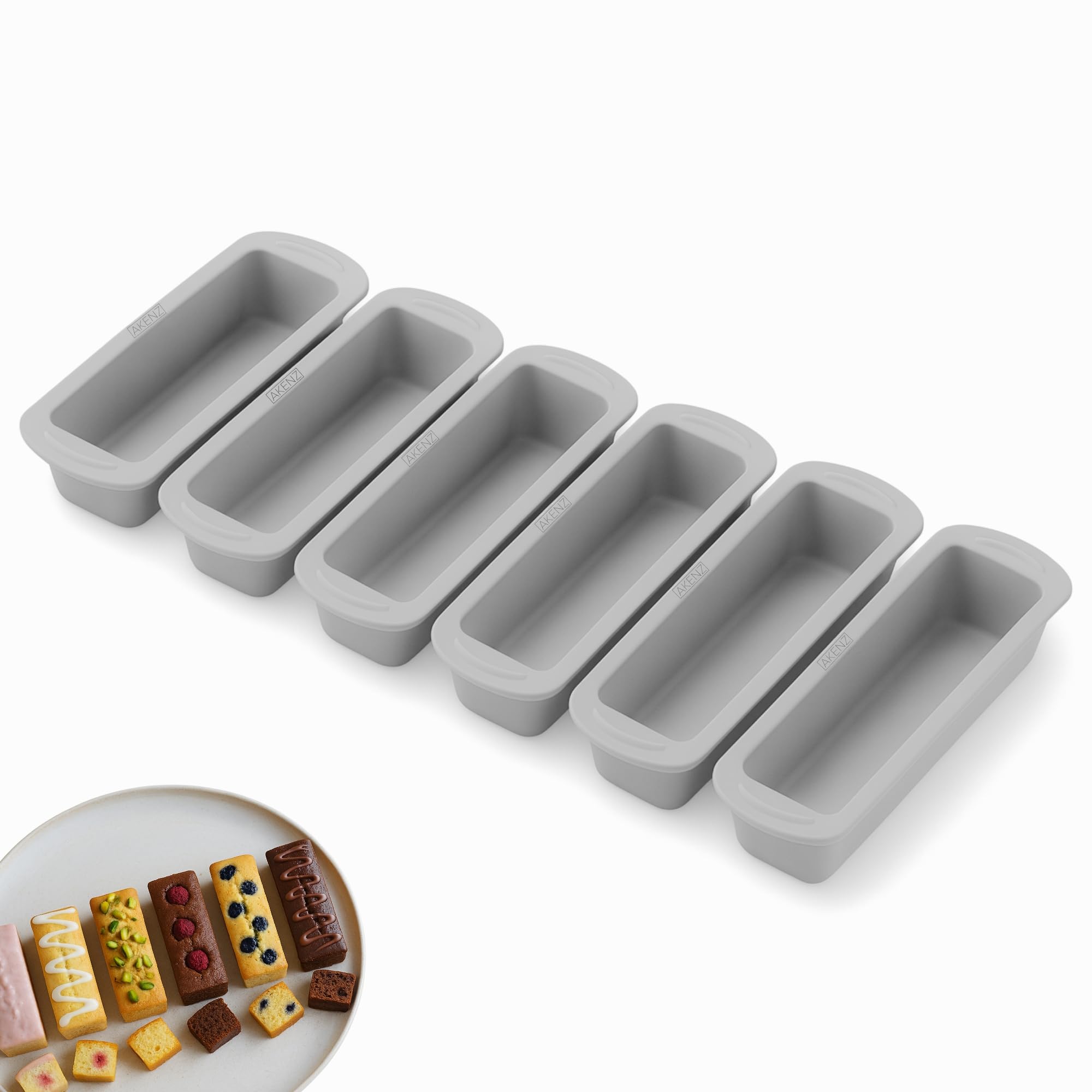 AKENZ Moule Silicone Air Fryer Mini Cake Rectangulaire x6 Cake Factory | 6 empreintes individuelles - Compatible Ninja, Philips, Moulinex & four - Sans BPA -40°C/+230°C - Pain, brioche, gateau