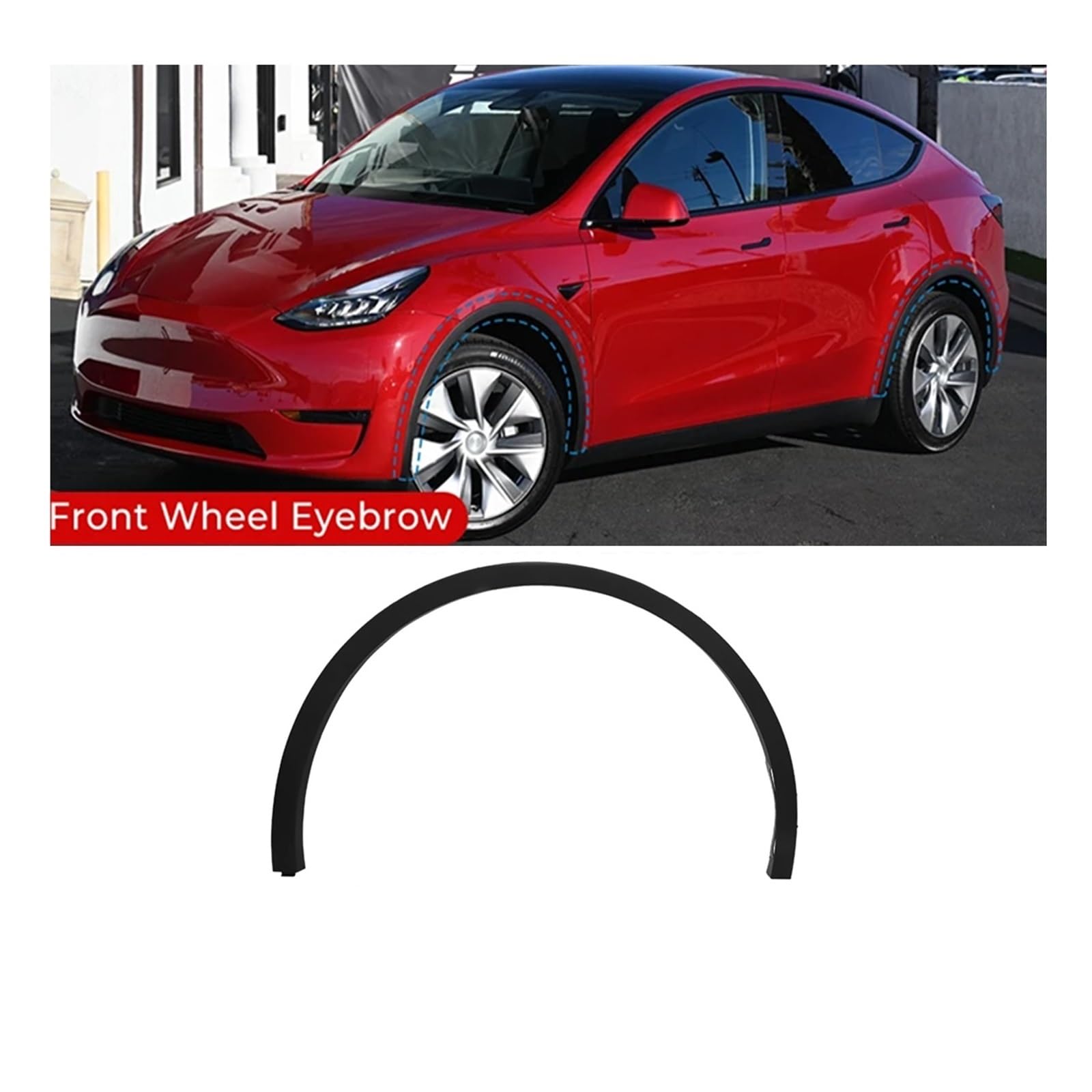 Compatible For Tesla Model Y 2020-2023 Car Front Rear Wheel Eyebrow Molding Fender Flare Guard Protector Cover Accessories Body Kit(Rear Left)