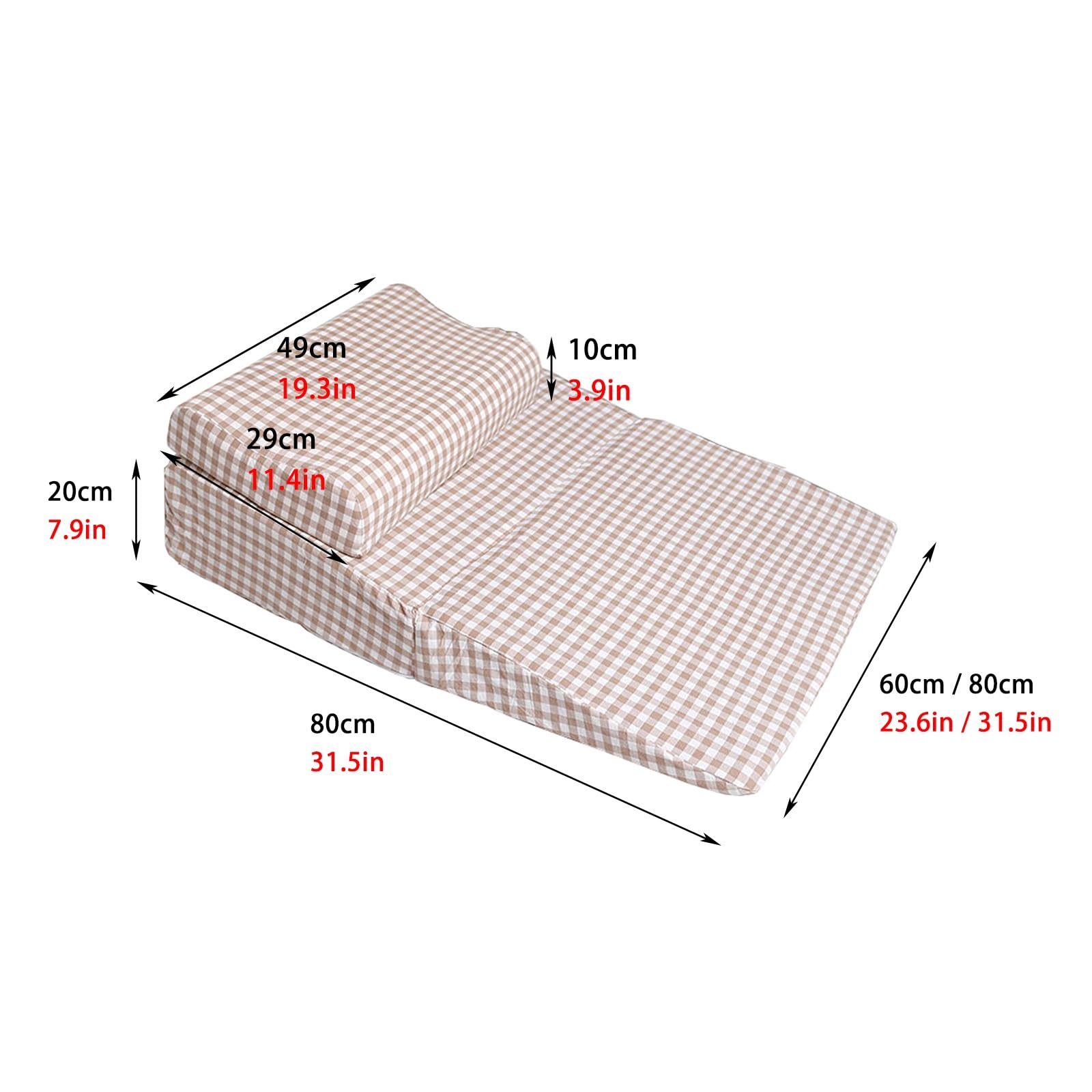 ERRULAN Bed Wedge Pillow with Green or Red Pillowcase, Bed Rest Pillow for Hot Sleepers and After Surgery, Positioning Wedge Pillow with Memory Foam(Red)