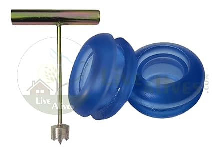 Live With Alive 16mm Drip Irrigations Jain Rubber Grommet, Rubber Bush, Blue -25Pcs and 1pc 16mm Metal Drill Bit Tool for PVC Pipes