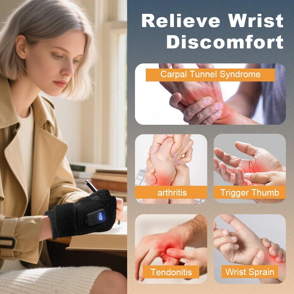Heated Carpal Tunnel Arthritis Compression Wrist Brace Gloves for Women Men for dequervains tendonitis Pain for Hands Trigger Finger - Image 5