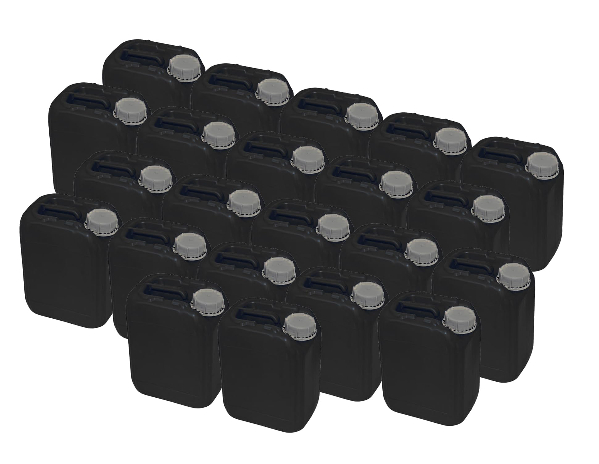 Style # 2 Black- 5 LT (1.32 Gal) Jerrican Din51, GE Style | Tamper Evident Screw Cap | UN Rated 3H1/X1.3/250 (X-RATED) | Perfect Container to Ship Chemicals & Liquids | HDPE Containers | Pack of 22