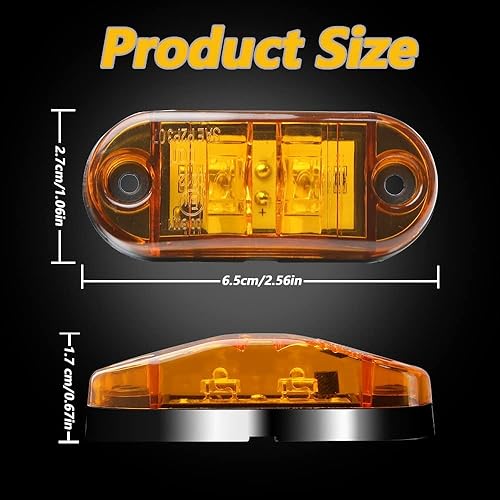 Miniatura 5 de ALFU Paquete de 10 luces LED ámbar DC12-24V IP68 impermeables para remolque, luces LED delanteras y traseras, indicadores de liquidación de luz para