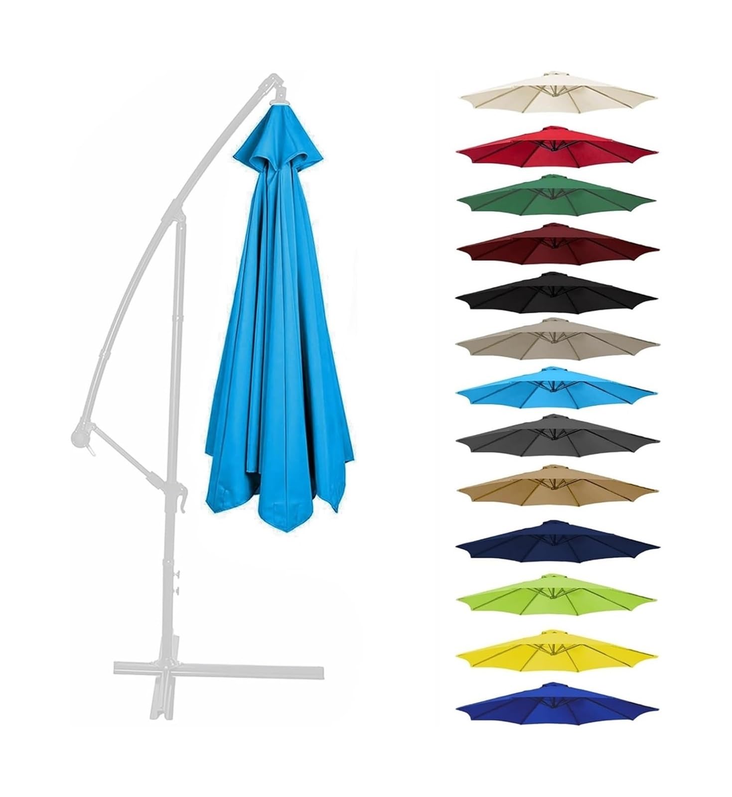 Replacement Parasol Canopy, Replacement Canopy For Umbrellas UV50 Cover Multicolor Multiple Sizes(Blue,2.7m 6 ribs)