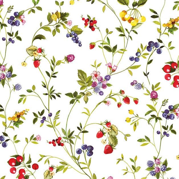 Nappe en toile cirée, lisse, en PVC, pour jardin, cuisine, 1,4 m de large, différents designs, longueur au choix (rêve de baies, 140 cm x 120 cm)