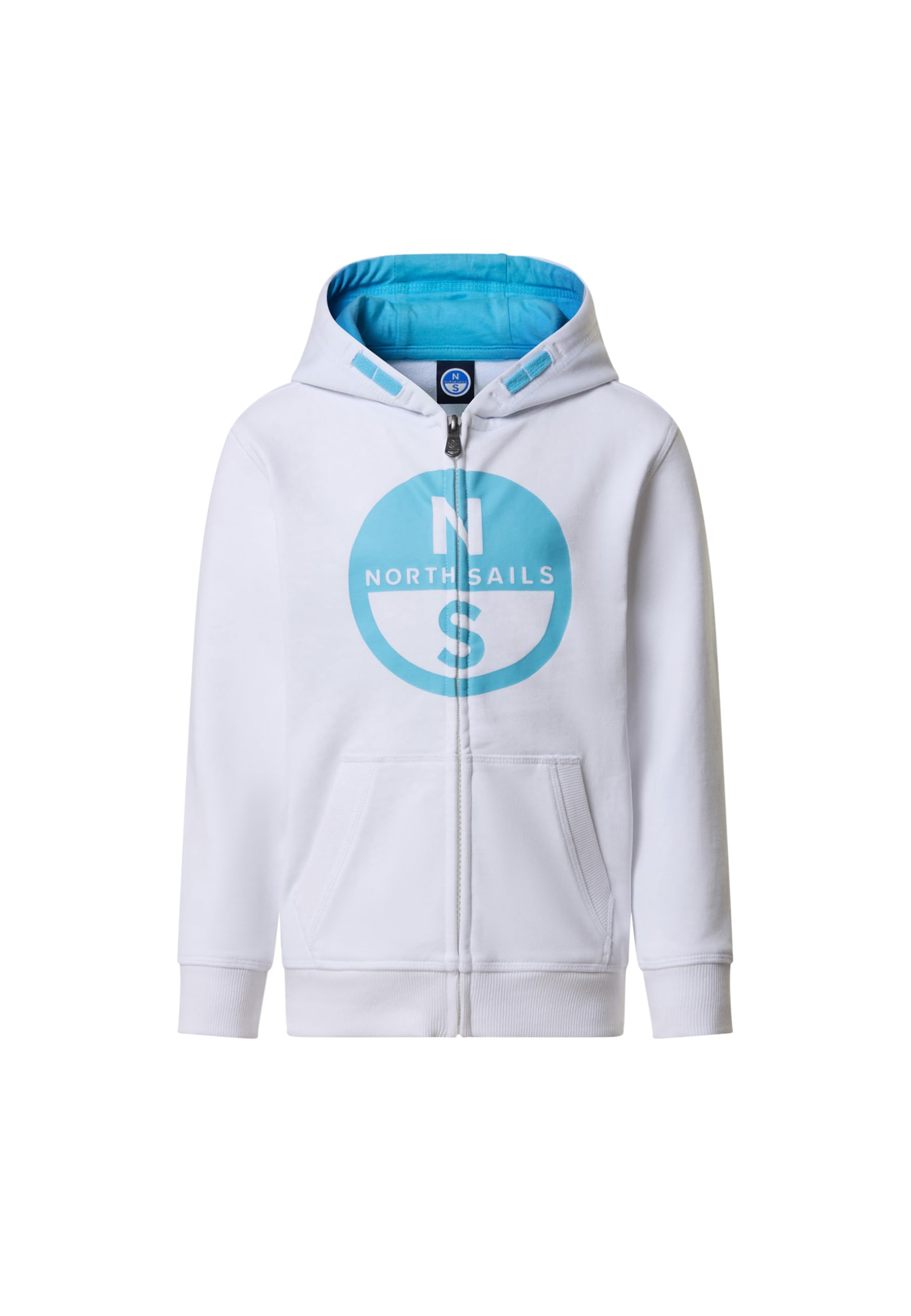NORTH SAILS Felpa Hoodie Bambino in Cotone Organico con Zip e Maxi Logo
