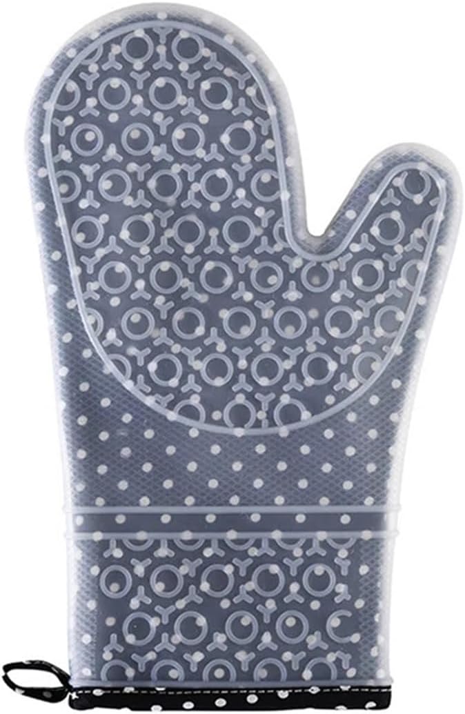 1-2Pcs Double Layer Oven Mitts Thicken Silicone Kitchen Gloves Non-Slip Pot Holder Heat Resistant Baking Cooking BBQ(2Pcs Black)