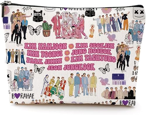 Miniatura 1 de Divertido personaje K Pop coreano grupo ejército bolsa de cosméticos inspirada en cantante idea de canción regalo para miembros del ejército, regalo