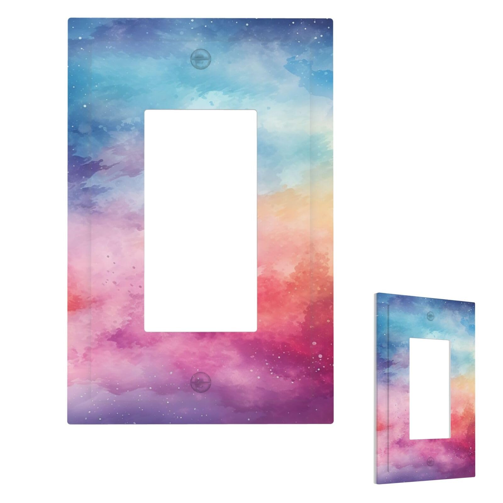 Watercolor Background Wall Plate Cover 1 Gang, Modern Decorative Light Switch Cover Unbreakable Receptacle Outlet Covers for Living Room Bedroom Decor