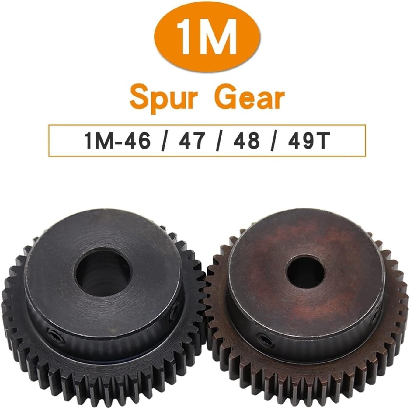 Modulritzel, Motorritzel, 1 Modul 46T 47T 48T 49 Zähne Stirnrad 45 Ritzel aus Kohlenstoffstahl 8 mm 10 mm 12 mm 15 mm Bohrung Hochfrequenz-Abschreckgetriebe Stirnradkegel(46 Teeth*10 Mm Bore)
