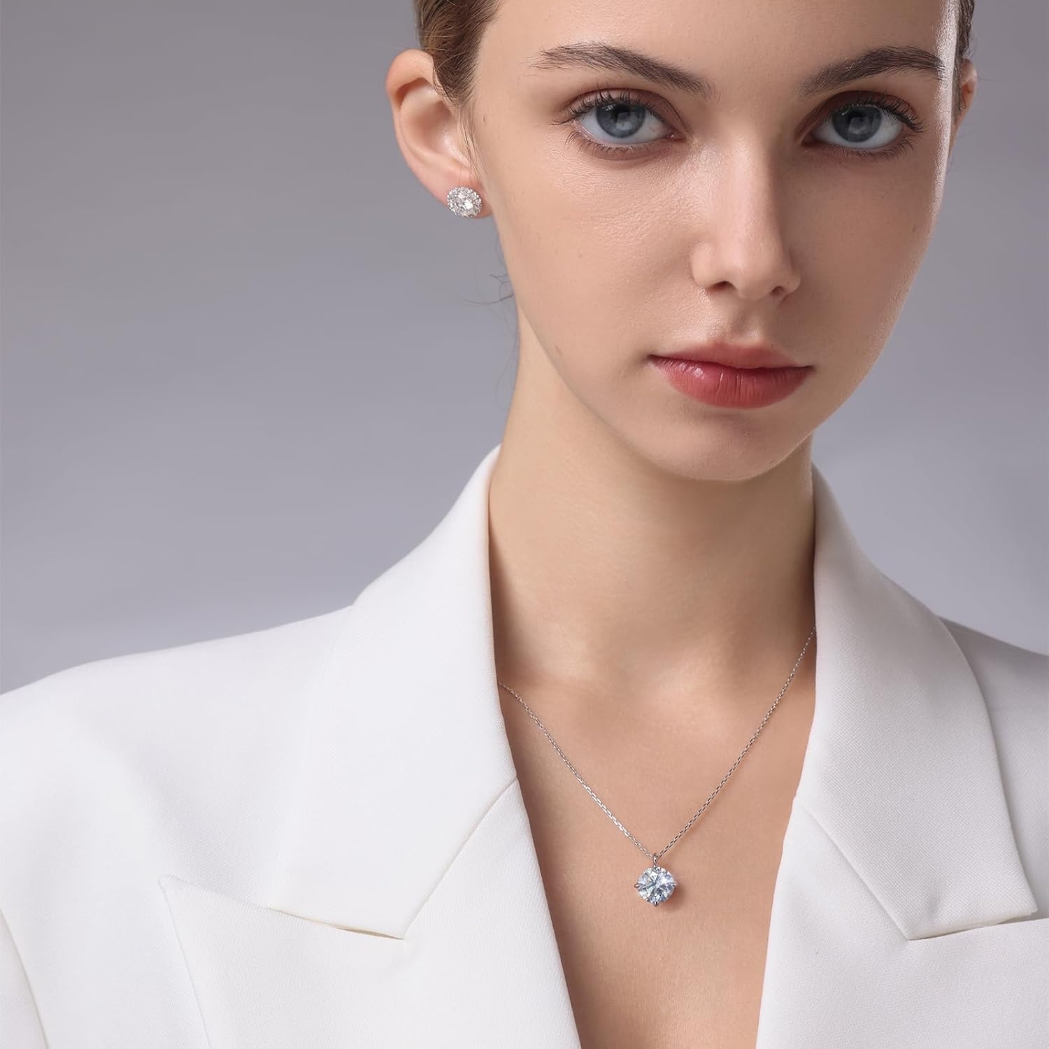 KRKC Moissanite Pendant Necklace for Women, 0.5CT/1CT/2CT/3CT/4CT Lab Created Diamond Solitaire Pendant, VVS1 Clarity D Color, Adjustable 14K White Gold Plated S925 Sterling Silver Chain, Jewelry Gift for Anniversary Valentines Christmas Day - Image 2