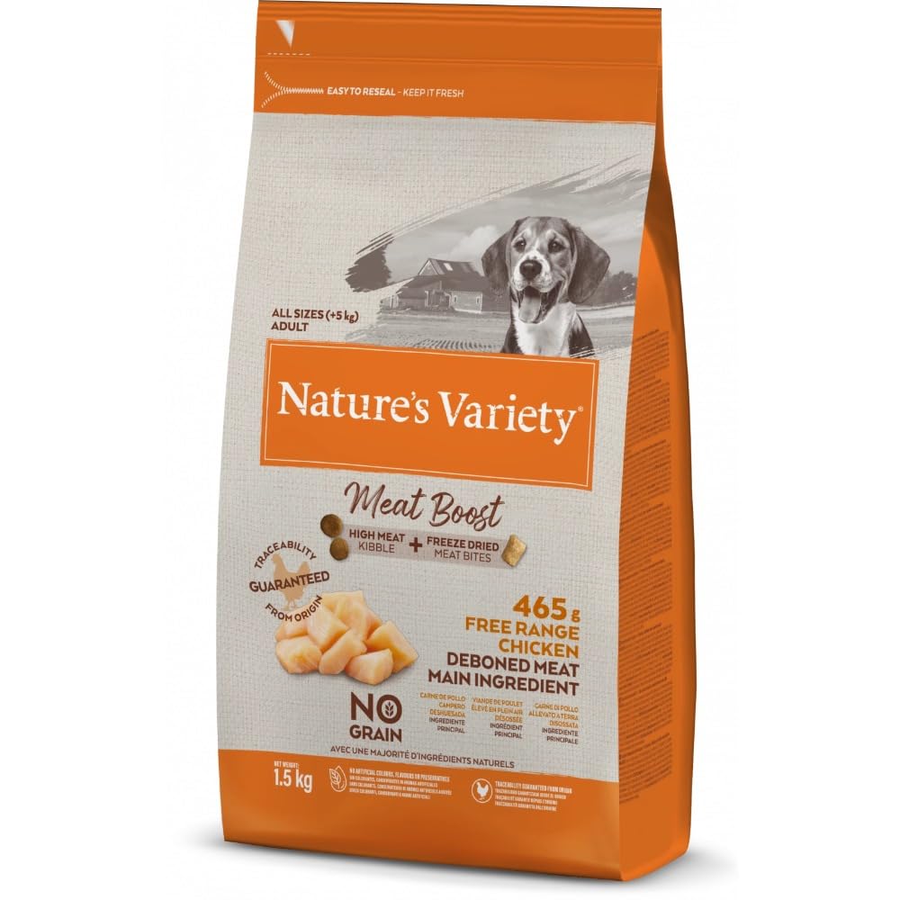 Nature's VarietyMeat Boost Complete Dry Food Free Range Chicken for Adult Dogs - 1.5 Kg