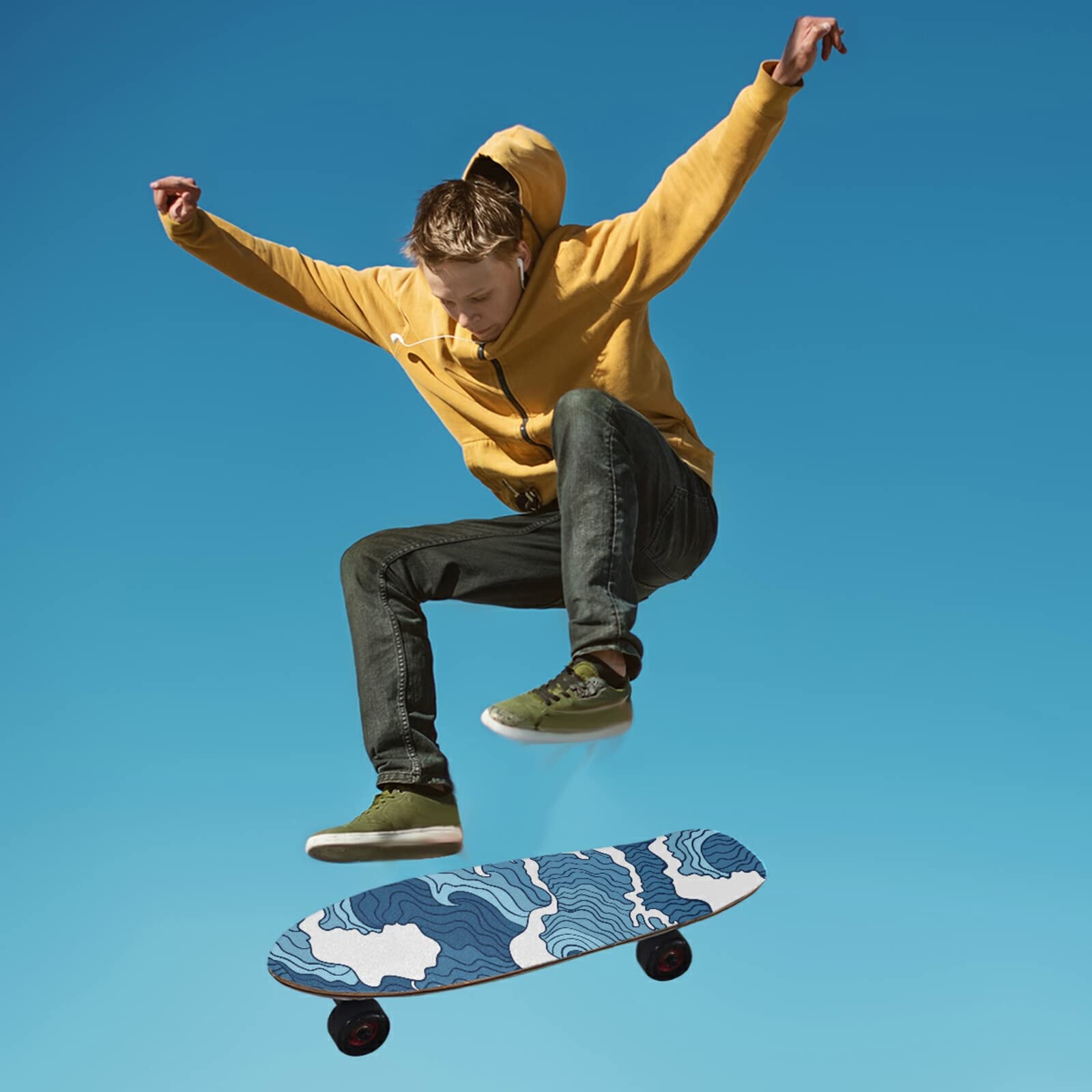 ALAZA Blue Waves Skateboard Grip Tape Sheets 44