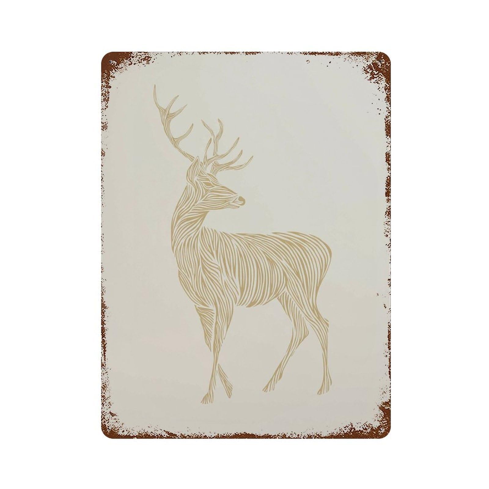 xiaoxiaoshen Minimal Deer Line Modern Animal Elegant Gold Outline Stag Nordic Style Nature Wo Wall Decor Art Metal Tin Poster Modern Home Decor Art Home Bar Shop Decorations Vintage Sign 40x30cm