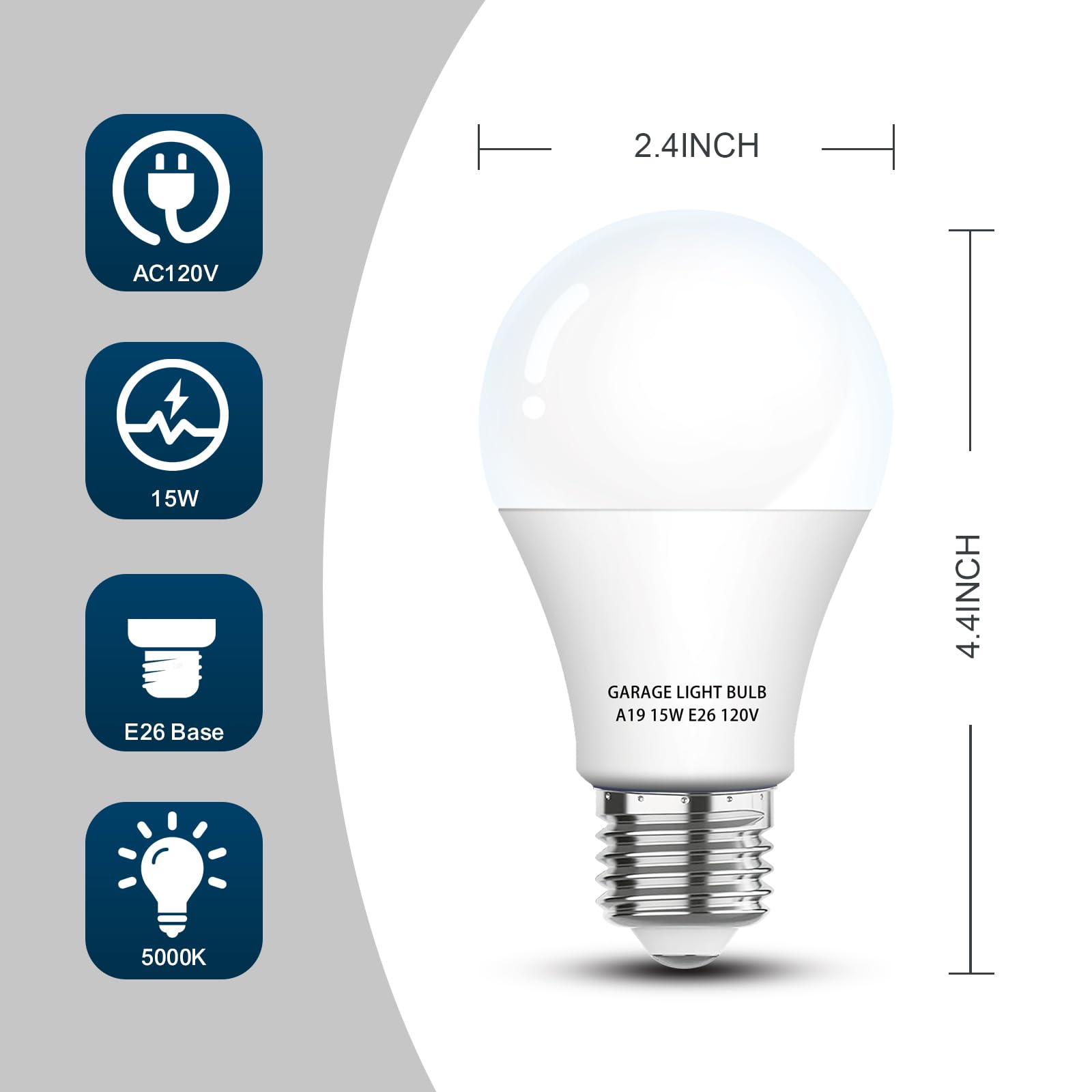 LOXYEE Garage Door Opener LED Light Bulb 2 Pack，15W Equivalent to