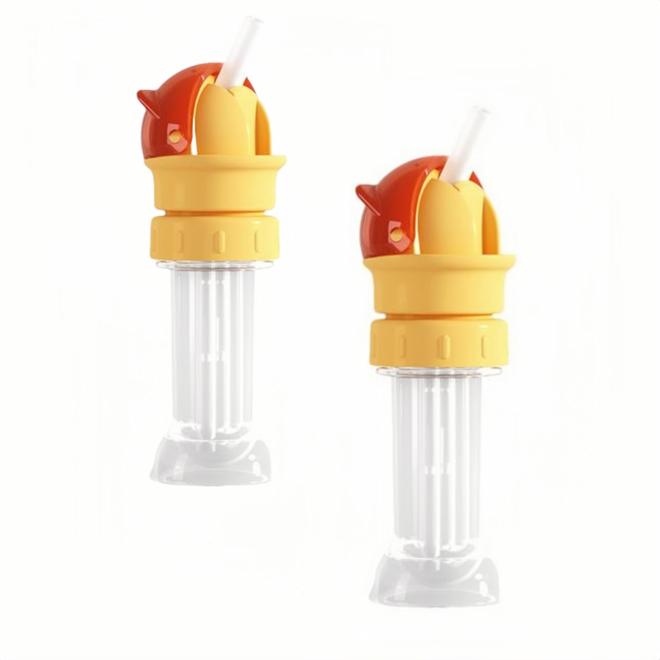 Water Bottle Spout Adapter, 2PCS Silicone Bottle Top Leakproof for Kids, Cat Ear Shaped Drinking Bottles Spout Cover with Straw, Reusable Milk Bottles Top Cap Detachable, for Kids Products