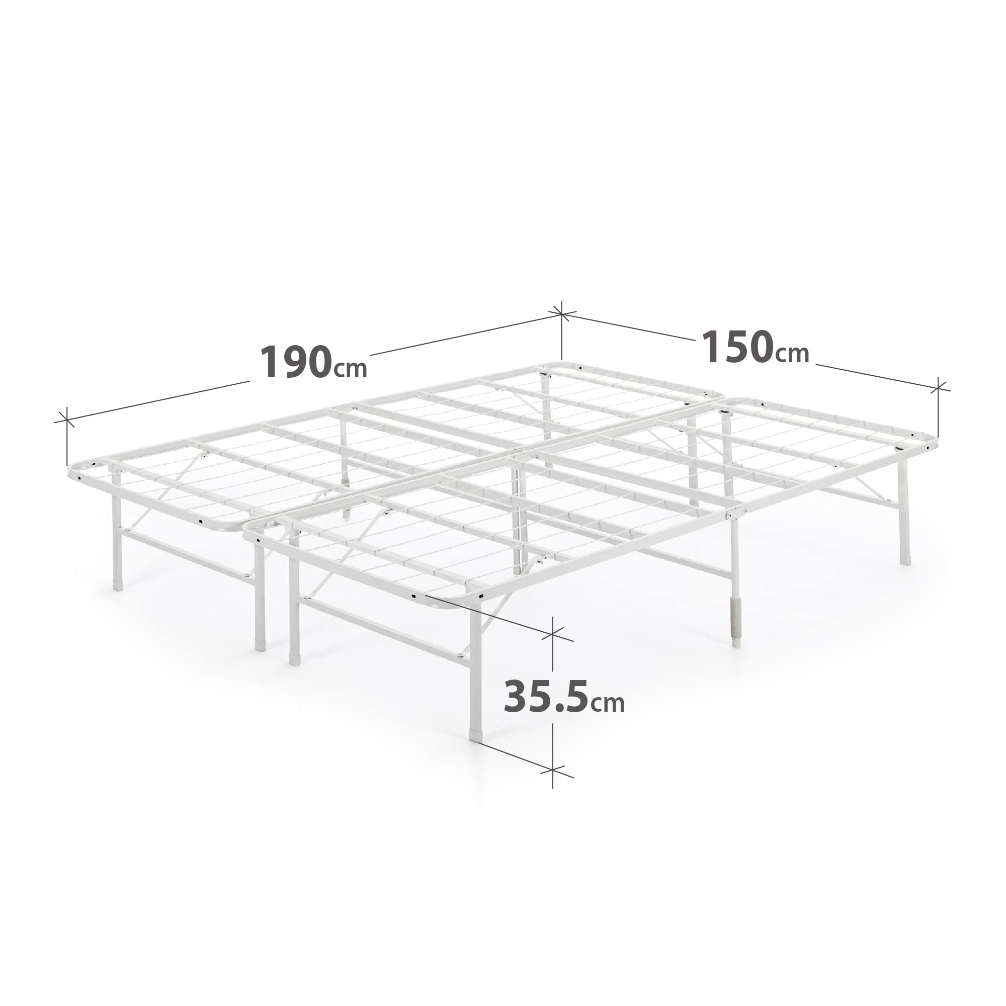 Zinus 35 cm, SmartBase Unterbettgestell ohne Montage, Metallbettrahmen, einfache Montage, Aufbewahrung unter dem Bett, 150 x 190 cm, Weiß