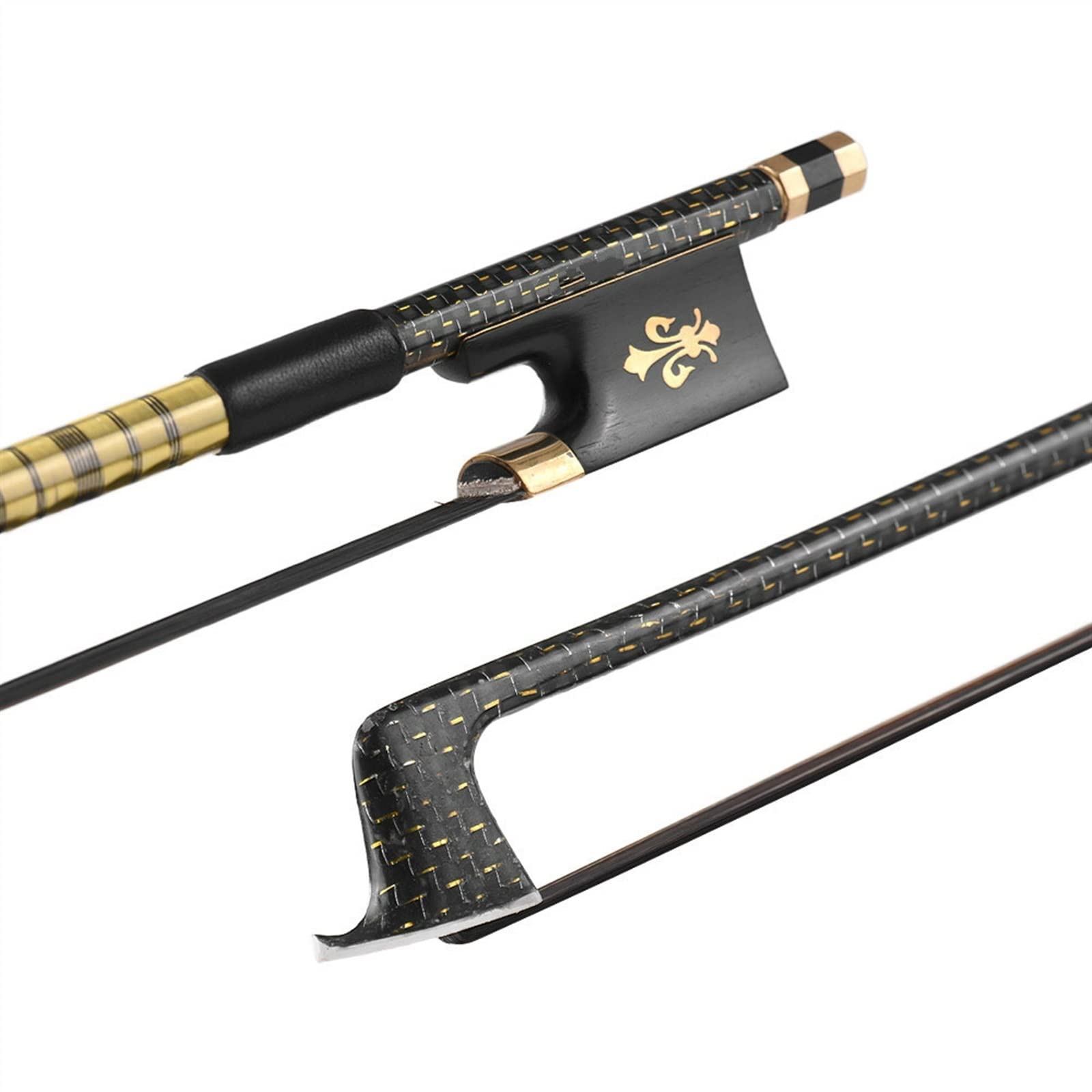 Bogen für Violine 4/4 Violine Geige Bogen Golden Geflochtene Kohlefaser Rundstab Ebenholz Frosch Mongolei Schwarzes Rosshaar