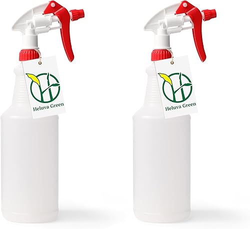 Heluva Green, Paquete de 2 botellas pulverizadoras de 32 onzas con boquilla de pulverización de gatillo de repuesto para soluciones de limpieza,