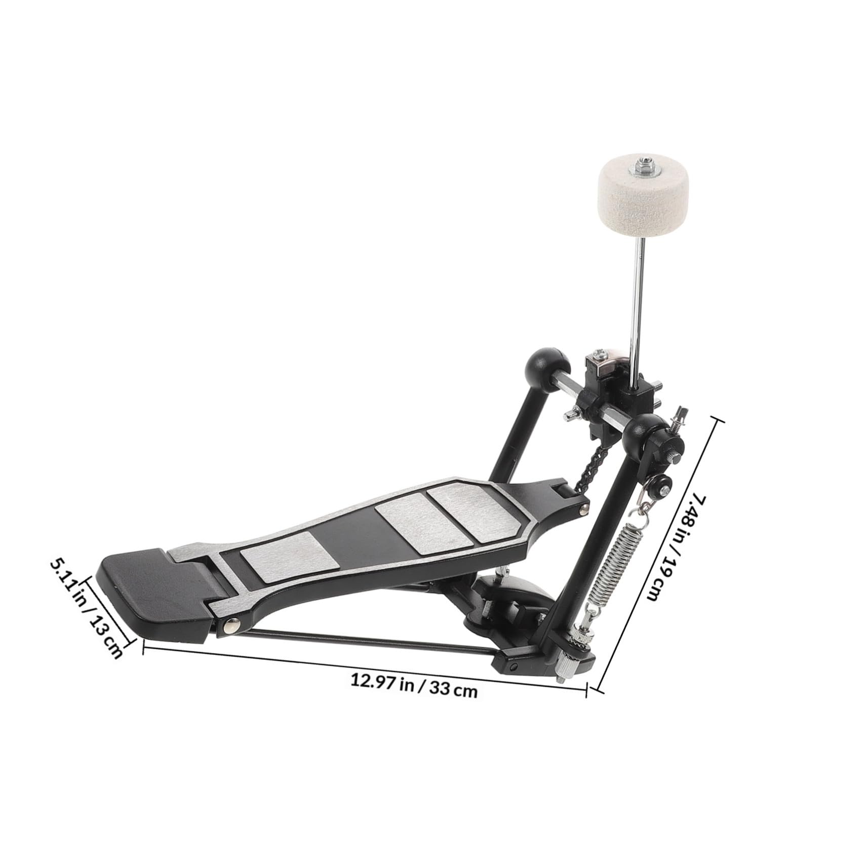 Toyvian Pedale Grancassa Singolo in Lega di Alluminio con Trasmissione Catena Martello Robusto e Reattivo per Batteristi Resistente e Leggero per Batteria Acustica ed Elettronica