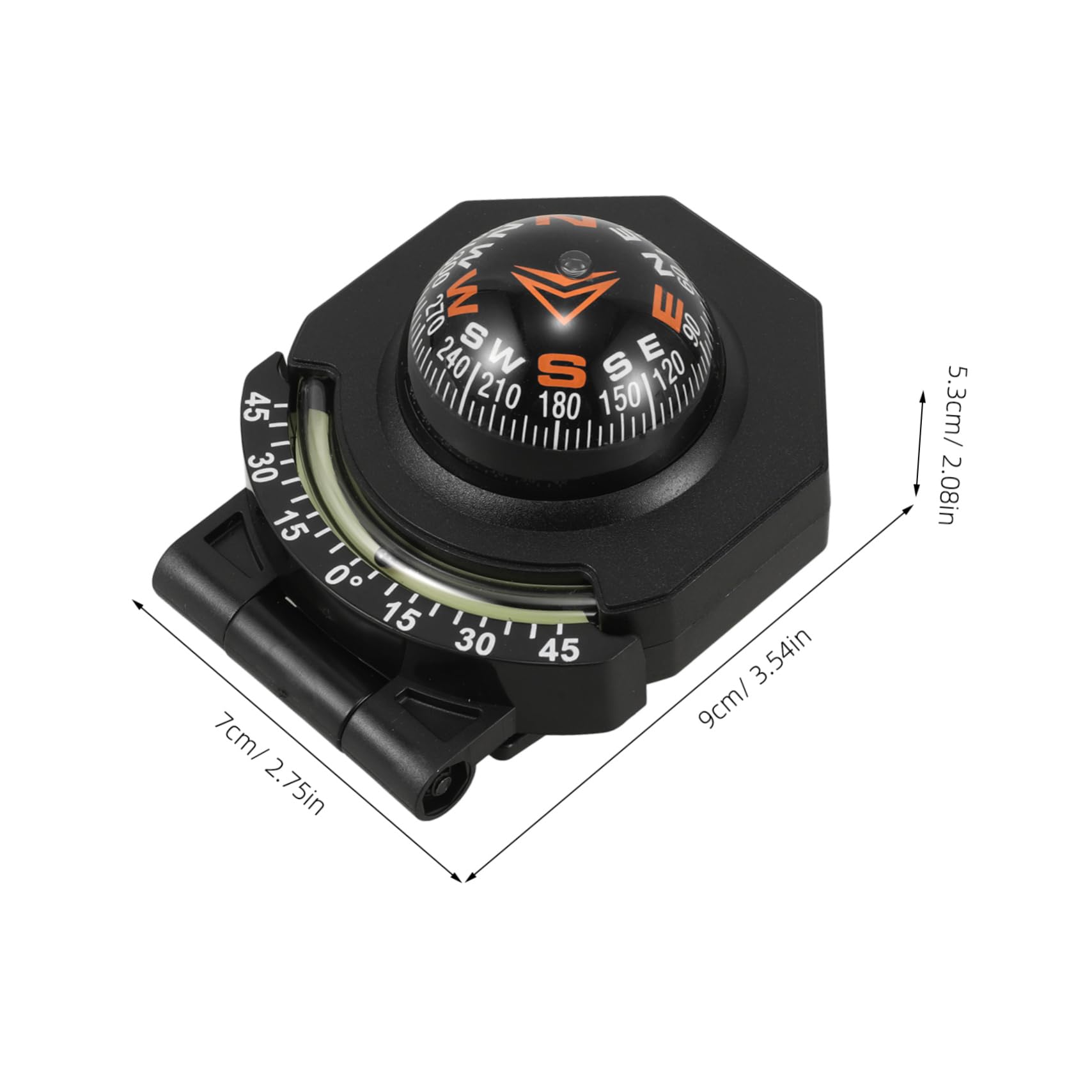 BESPORTBLE Boat Compass Car Dashboard Decorations Compass Hiking Dashboard Compass Dash Compass Vehicle Compass Ball Motorcycle Compass Auto Compass for Dashboard Compass Car Abs Black